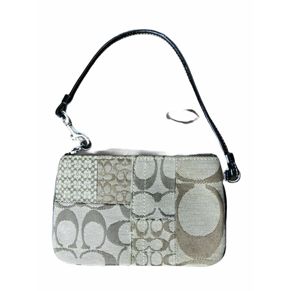Coach Signature Fabric Zippered Wristlet.  Wallet.